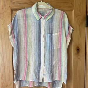 Rails linen Colorful Striped Button-Up Shirt